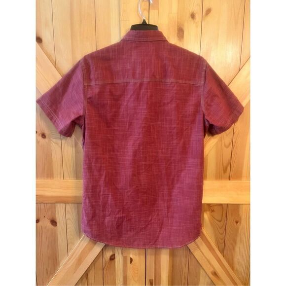 G.H. Bass & Co Mens Size Medium Red Burgundy Short Sleeve Button Down Shirt (329 - Picture 4 of 4